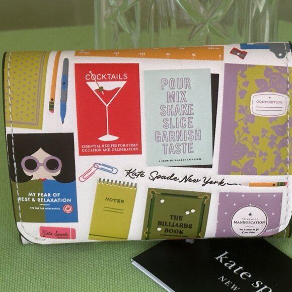 KATE SPADE PAGE TURNER CARD CASE TRIFOLD WALLET:NWT CREAM/MULTI - Picture 2 of 13